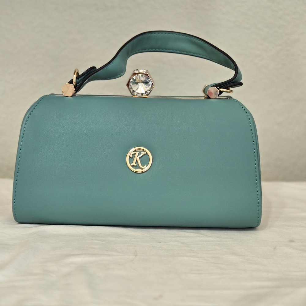 Source Unknown Teal Crossbody Bag with Gold Accent